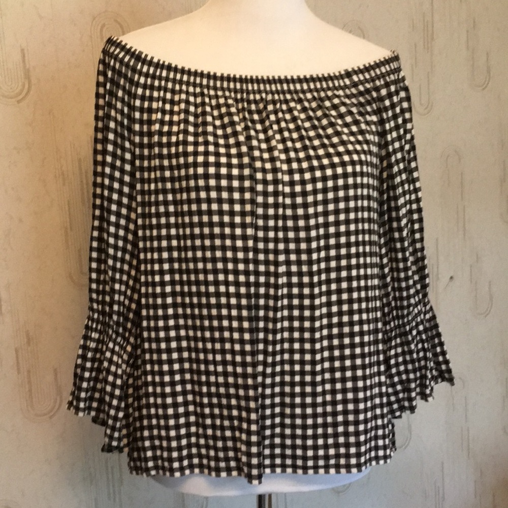 Sanctuary Madras top black & white